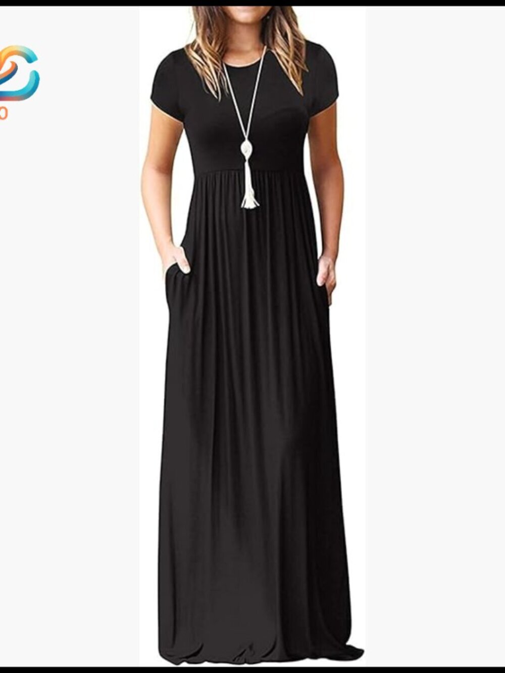 Short Sleeve Maxi Dress with Pockets Casual Summer Loose Comfy Long